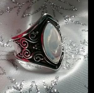 Silver Plated Moonstone Ring Size 9